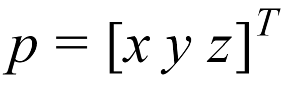 $ {\bf p}=[x, y, z]^T$